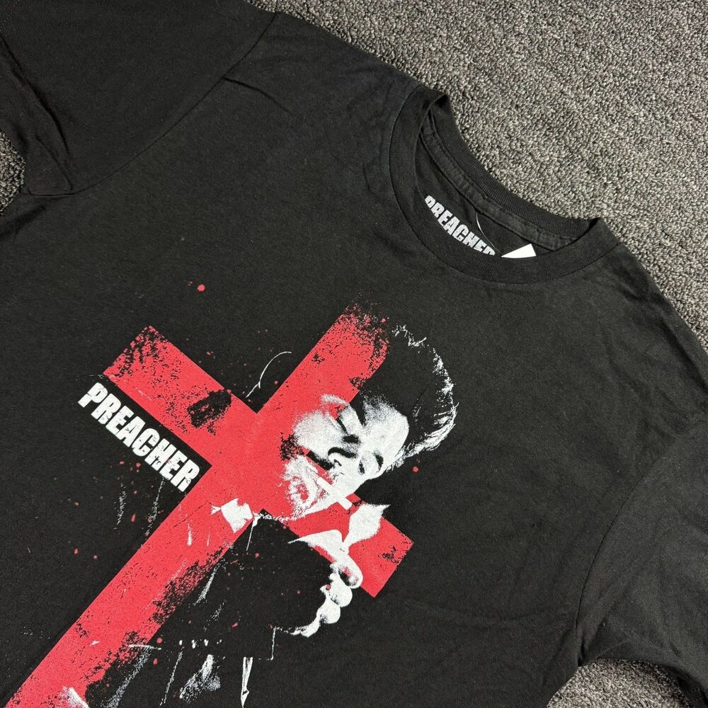 NWT AMC Preacher Men's Unisex Size Med T-Shirt Black Jesse Custer Smoking Crosss